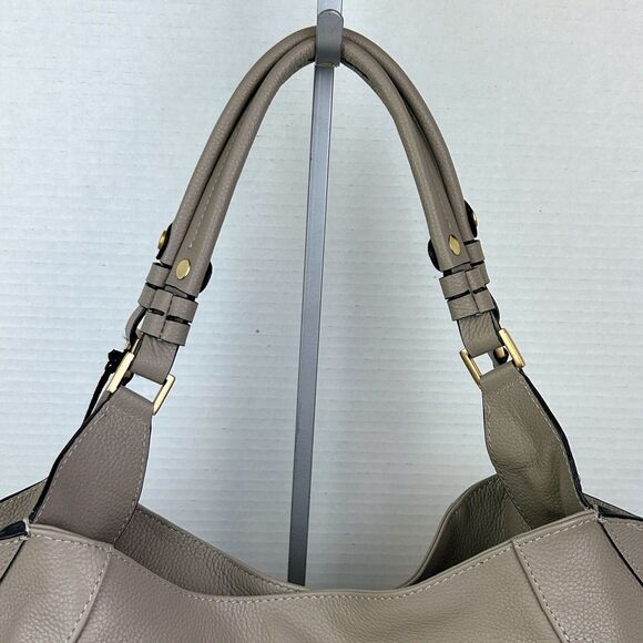 NWT LODIS Camilla Tote Shoulder Bag Ash Grey Taupe Leather Studded Zip Tassels - Picture 13 of 16
